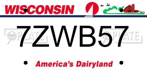 7ZWB57 Wisconsin License Plate