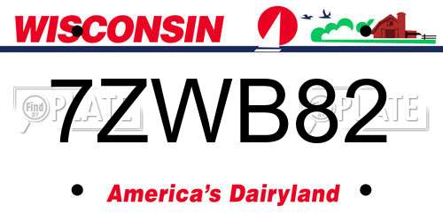 7ZWB82 Wisconsin License Plate