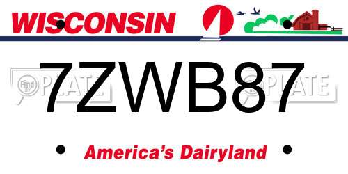7ZWB87 Wisconsin License Plate