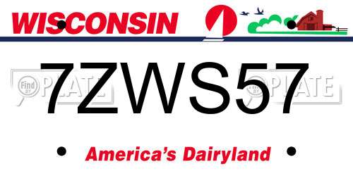 7ZWS57 Wisconsin License Plate
