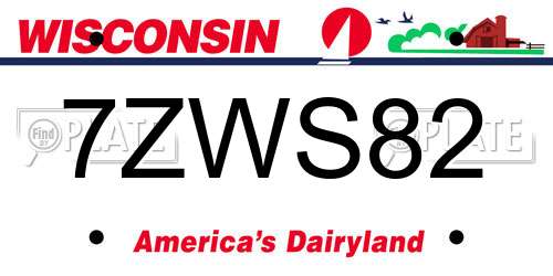 7ZWS82 Wisconsin License Plate