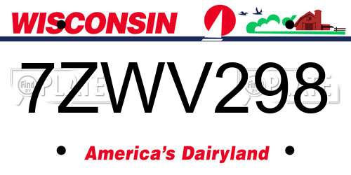 7ZWV298 Wisconsin License Plate