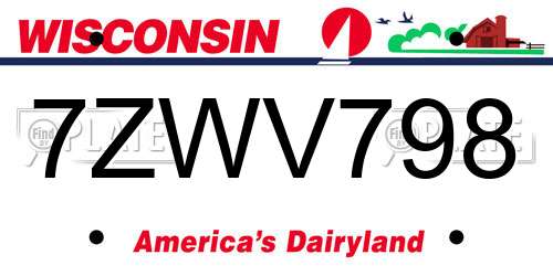 7ZWV798 Wisconsin License Plate