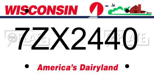 7ZX2440 Wisconsin License Plate