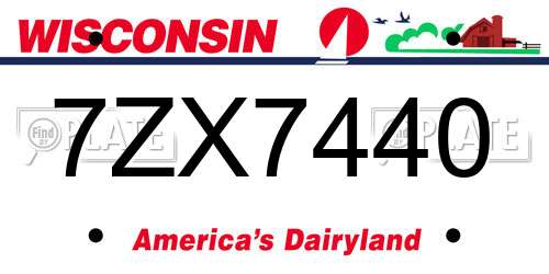 7ZX7440 Wisconsin License Plate