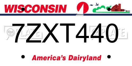 7ZXT440 Wisconsin License Plate