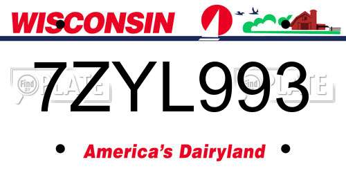 7ZYL993 Wisconsin License Plate