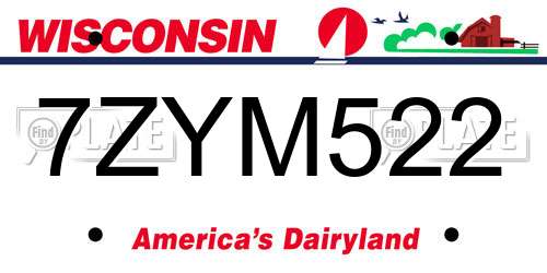 7ZYM522 Wisconsin License Plate