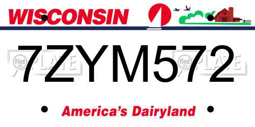 7ZYM572 Wisconsin License Plate