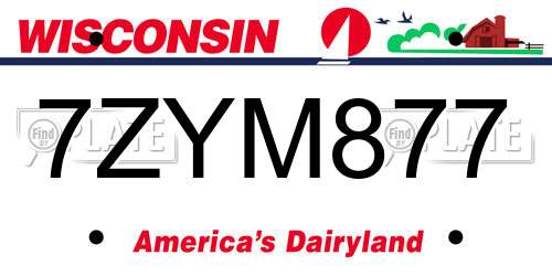 7ZYM877 Wisconsin License Plate