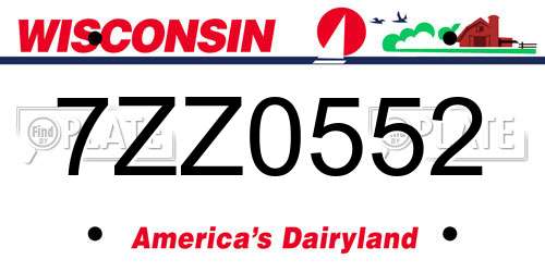 7ZZ0552 Wisconsin License Plate