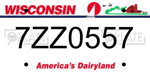 7ZZ0557 Wisconsin License Plate