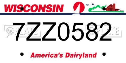 7ZZ0582 Wisconsin License Plate