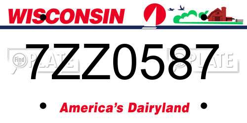 7ZZ0587 Wisconsin License Plate