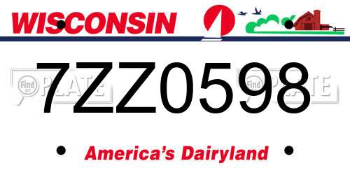 7ZZ0598 Wisconsin License Plate