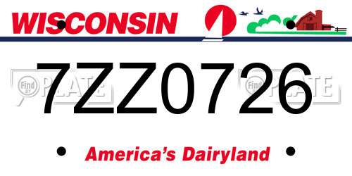7ZZ0726 Wisconsin License Plate