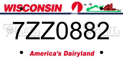 7ZZ0882 Wisconsin License Plate