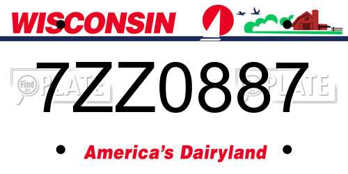 7ZZ0887 Wisconsin License Plate