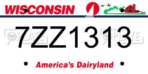 7ZZ1313 Wisconsin License Plate