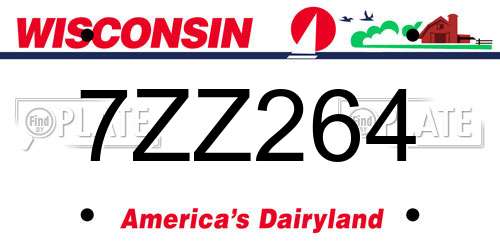 7ZZ264 Wisconsin License Plate