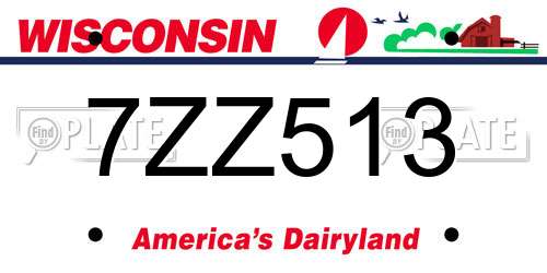 7ZZ513 Wisconsin License Plate