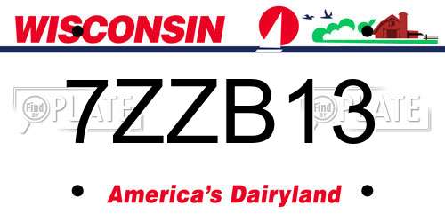7ZZB13 Wisconsin License Plate