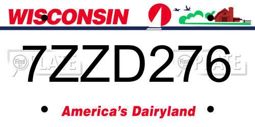 7ZZD276 Wisconsin License Plate