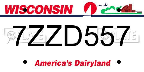 7ZZD557 Wisconsin License Plate