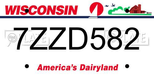 7ZZD582 Wisconsin License Plate