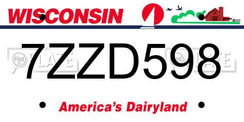 7ZZD598 Wisconsin License Plate