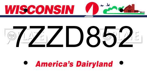 7ZZD852 Wisconsin License Plate