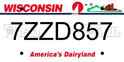 7ZZD857 Wisconsin License Plate