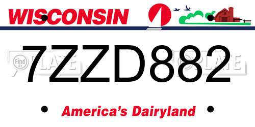 7ZZD882 Wisconsin License Plate