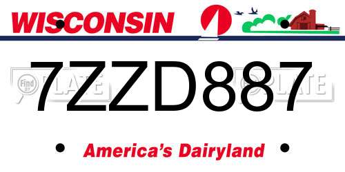 7ZZD887 Wisconsin License Plate