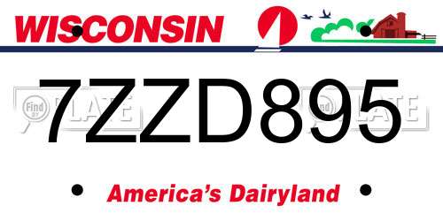 7ZZD895 Wisconsin License Plate