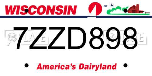 7ZZD898 Wisconsin License Plate