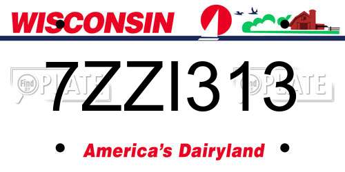 7ZZI313 Wisconsin License Plate