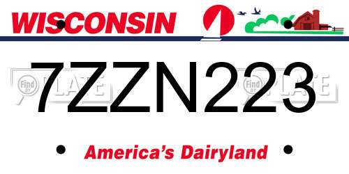 7ZZN223 Wisconsin License Plate