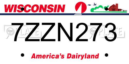 7ZZN273 Wisconsin License Plate