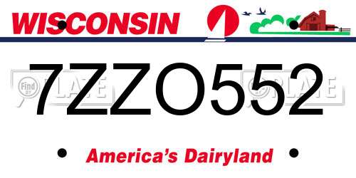 7ZZO552 Wisconsin License Plate