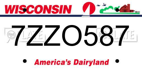 7ZZO587 Wisconsin License Plate