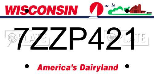 7ZZP421 Wisconsin License Plate