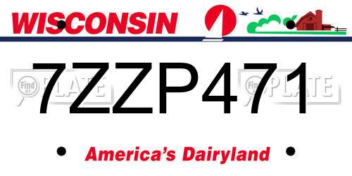 7ZZP471 Wisconsin License Plate