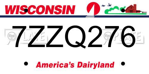 7ZZQ276 Wisconsin License Plate