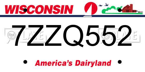 7ZZQ552 Wisconsin License Plate