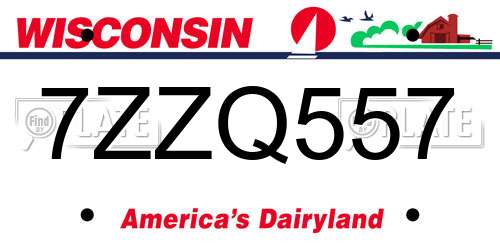 7ZZQ557 Wisconsin License Plate