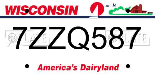 7ZZQ587 Wisconsin License Plate