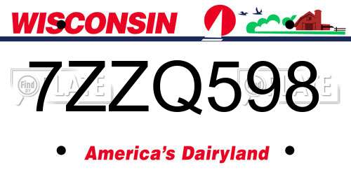 7ZZQ598 Wisconsin License Plate