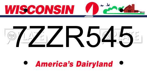 7ZZR545 Wisconsin License Plate