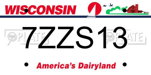 7ZZS13 Wisconsin License Plate